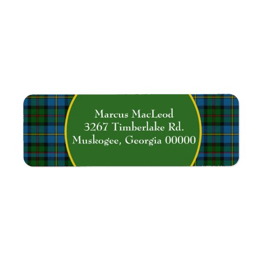 Stijlvolle MacLeod Tartan Plaid Retouradreslabel Etiket (Voorkant)