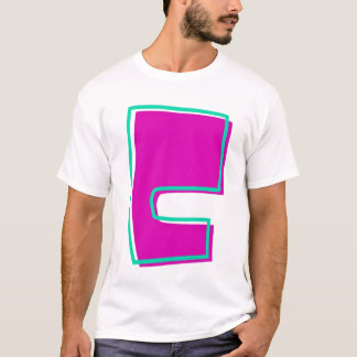Stijlvolle Magenta en Blauwgroen letter C T-shirt
