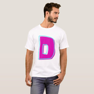 Stijlvolle Magenta en Blauwgroen letter D T-shirt