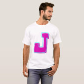 Stijlvolle Magenta en Blauwgroen letter J T-shirt (Voorkant volledig)