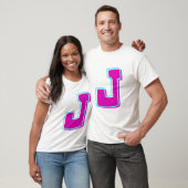 Stijlvolle Magenta en Blauwgroen letter J T-shirt (Unisex)