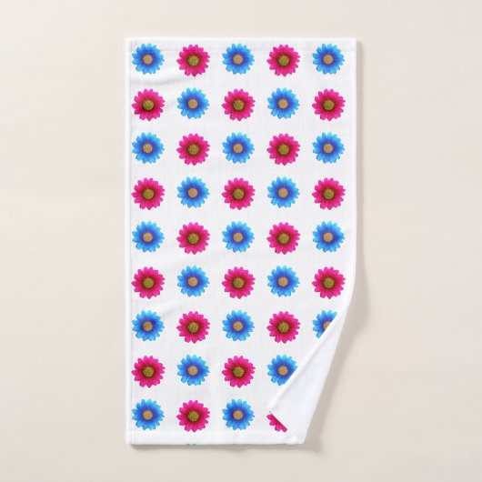 Stijlvolle magenta en turquoise bloemen op wit bad handdoek (Handdoek)