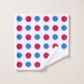 Stijlvolle magenta en turquoise bloemen op wit bad handdoek (Wasdoekje)