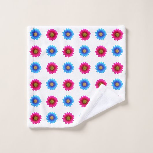 Stijlvolle magenta en turquoise bloemen op wit bad handdoek (Wasdoekje)