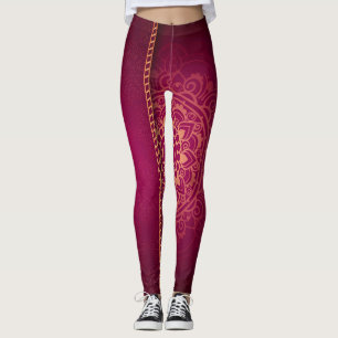 Stijlvolle Magenta Gouden Leggings