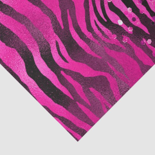 Stijlvolle magenta roze en zwarte tijgerstrepen tissuepapier (Detail)