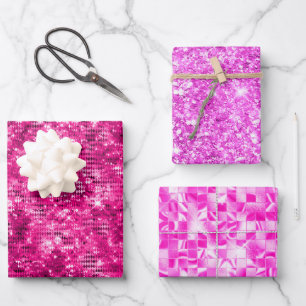 Stijlvolle magenta roze glitters en folie glamour  inpakpapier vel