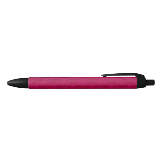 Stijlvolle magenta roze JEREMIAH 29 11 Zwarte Inkt Pen (Bovenkant)
