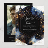 Stijlvolle magische hemelse bruiloft save the date (Voorkant / Achterkant)