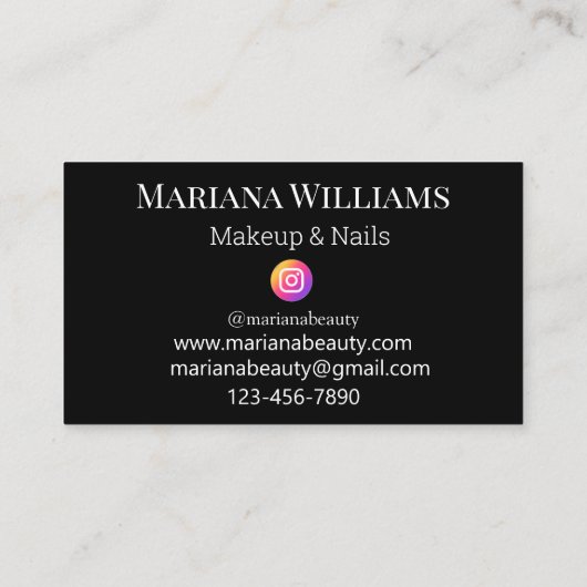 Stijlvolle make-up en nagels 4 foto's collage zwar visitekaartje (Achterkant)