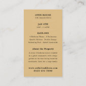 Stijlvolle makelaar open huis Adverteren Kaarten Visitekaartje (Achterkant)