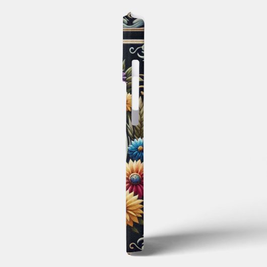 Stijlvolle Maltese Hond Bloemen Kleurrijke Rand Case-Mate iPhone Case (Achterkant / Links)