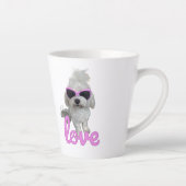 Stijlvolle Maltese hond met roze zonnebril Latte Mok (Rechts)