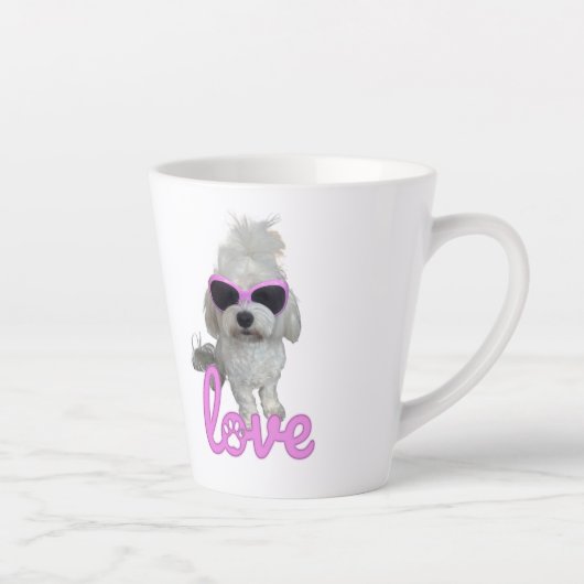 Stijlvolle Maltese hond met roze zonnebril Latte Mok (Rechts)