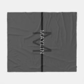 Stijlvolle Mannelijke Donkergrijze Naam & Monogram Fleece Deken (Voorkant (Horizontaal))