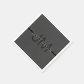 Stijlvolle Mannelijke Donkergrijze Naam & Monogram Servet (Hoek)