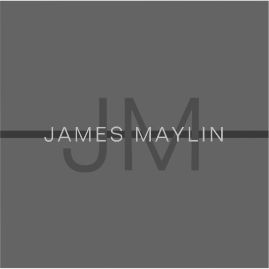 Stijlvolle Mannelijke Donkergrijze Naam & Monogram Sticker (Voorkant)