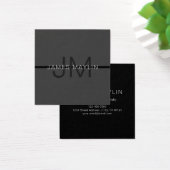 Stijlvolle Mannelijke Donkergrijze Naam & Monogram Vierkante Visitekaartjes (Bureau)
