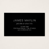 Stijlvolle Mannelijke Donkergrijze Naam & Monogram Visitekaartje (Achterkant)