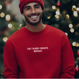 Stijlvolle Mannen Red Eat Sleep Creëer Herhaal Slo T-shirt