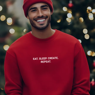 Stijlvolle Mannen Red Eat Sleep Creëer Herhaal Slo T-shirt
