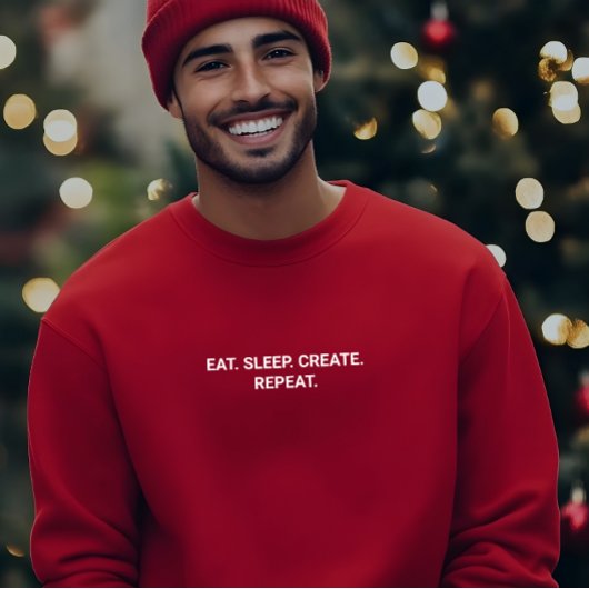 Stijlvolle Mannen Red Eat Sleep Creëer Herhaal Slo T-shirt