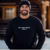 Stijlvolle Mannen Zwart Eet Slaap Creëer Herhaal S Trui