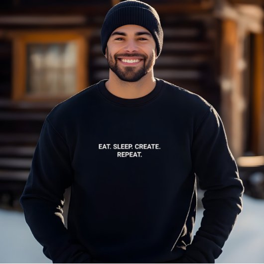 Stijlvolle Mannen Zwart Eet Slaap Creëer Herhaal S Trui