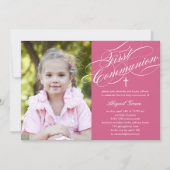 Stijlvolle Manuscript Eerste Communicatie Uitnodig Kaart (Voorkant)