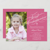 Stijlvolle Manuscript Eerste Communicatie Uitnodig Kaart (Voorkant / Achterkant)