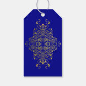 Stijlvolle marine blauw gouden script bruiloft dan cadeaulabel (Achterkant)