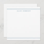 Stijlvolle marineblauw drievoudige lijn twee rand  notitiekaartje (Voorkant / Achterkant)