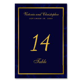 Stijlvolle marineblauw en gouden bruiloft kaart