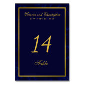 Stijlvolle marineblauw en gouden bruiloft kaart (Achterkant)