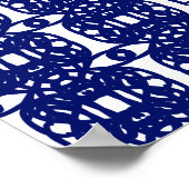 Stijlvolle marineblauw en witte Tao kalligrafie Poster (Hoek)