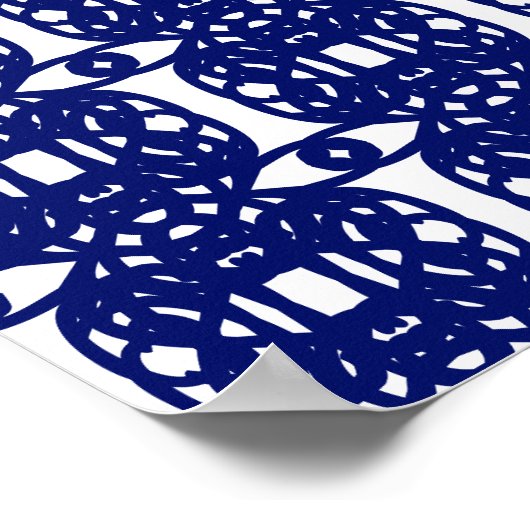 Stijlvolle marineblauw en witte Tao kalligrafie Poster (Hoek)