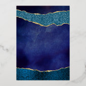 Stijlvolle marineblauw Geoed Agate 16e verjaardag  Folie Uitnodiging (Achterkant)