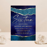 Stijlvolle marineblauw Geoed Agate 16e verjaardag  Folie Uitnodiging<br><div class="desc">Geniet in stijl met deze elegante en zeer trendy echte folie drukte op 16e verjaardag uitnodigingen. Het ontwerp is gemakkelijk te personaliseren met uw speciale gebeurtenisformulering en uw gasten zullen enthousiast zijn wanneer zij deze geweldige uitnodigingen ontvangen.</div>