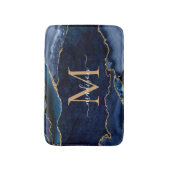 Stijlvolle marineblauw goud geode afbeelding monog badmat (Voorkant Verticaal)