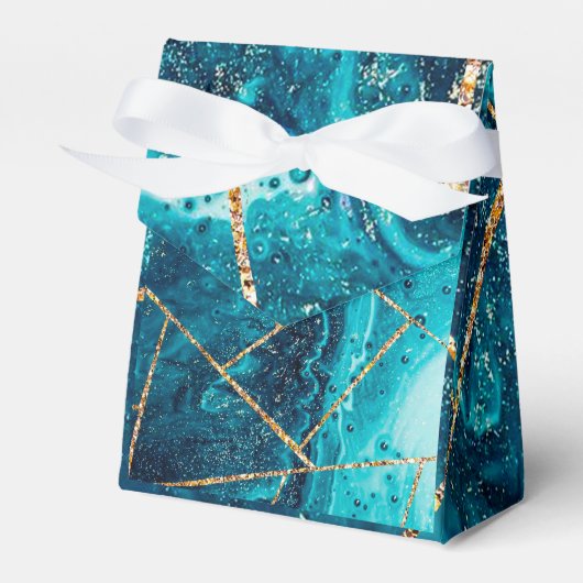 Stijlvolle marineblauw goud geode afbeelding monog bedankdoosjes (Voorkant Zijde)