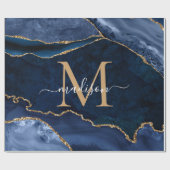 Stijlvolle marineblauw goud geode afbeelding monog cadeaupapier (Vlak)