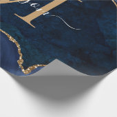 Stijlvolle marineblauw goud geode afbeelding monog cadeaupapier (Hoek)