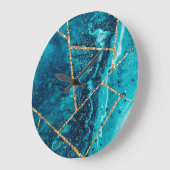 Stijlvolle marineblauw goud geode afbeelding monog grote klok (Hoek)