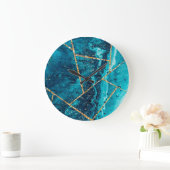 Stijlvolle marineblauw goud geode afbeelding monog grote klok (Huis)