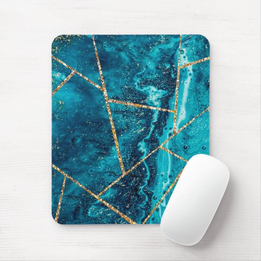 Stijlvolle marineblauw goud geode afbeelding monog muismat (Met muis)