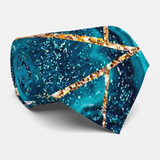 Stijlvolle marineblauw goud geode afbeelding monog stropdas (Opgerold)