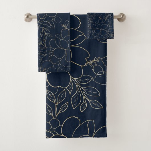 Stijlvolle marineblauw goudhandschrift bad handdoek (Insitu)