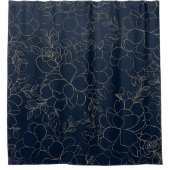 Stijlvolle marineblauw goudhandschrift douchegordijn (Voorkant)