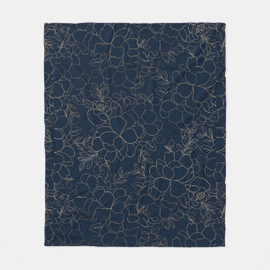 Stijlvolle marineblauw goudhandschrift fleece deken