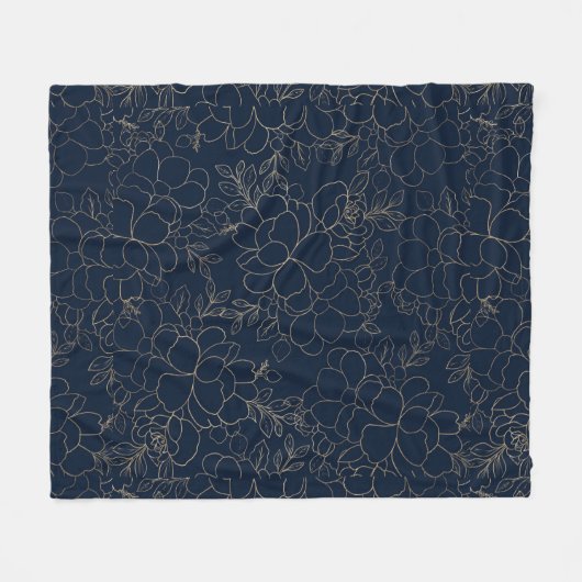 Stijlvolle marineblauw goudhandschrift fleece deken (Voorkant (Horizontaal))